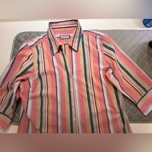 JAMAICA BAY SIZE XL LADIES SHIRT MULTI-COLORED VERTICAL STRIPES - Picture 6 of 7